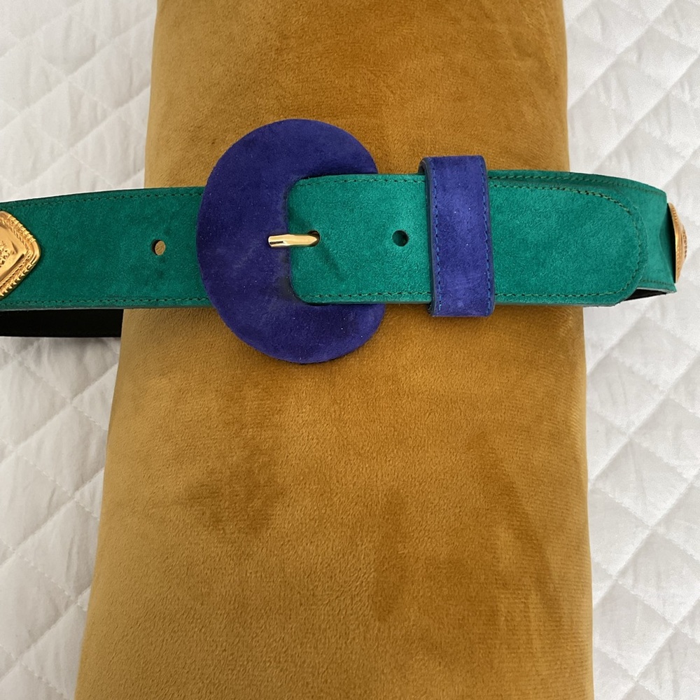 Doncaster Vibrant Green and Purple Suede Belt